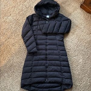 PATAGONIA Black Hooded Long Down Puffer Coat Size Medium